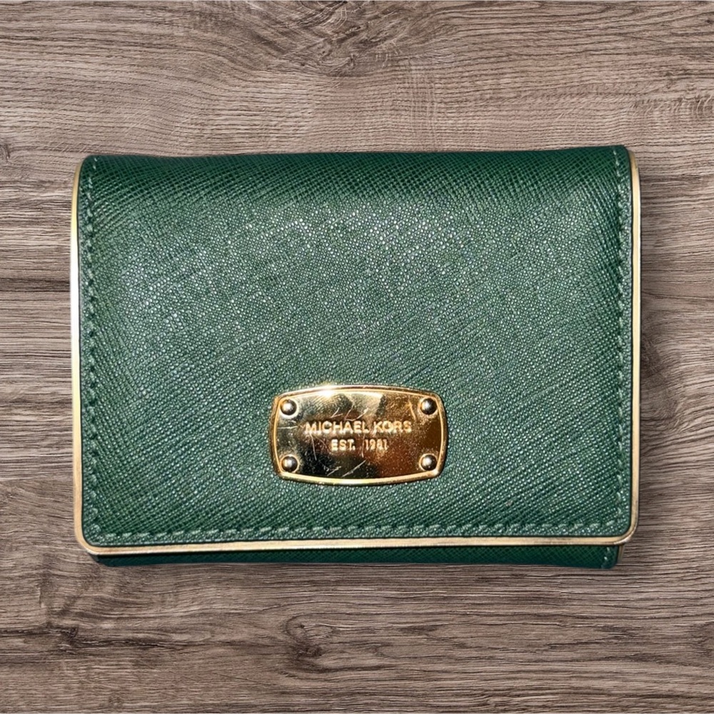 Michael Kors Emerald Wallet with Gold Details